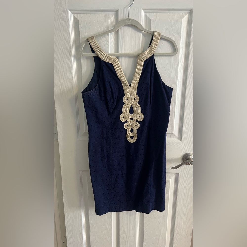 Lilly Pulitzer Navy and Gold Dress